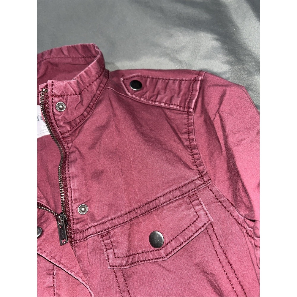 Mudd Y2K Size XS Faded Burgundy Jacket Button/Zip Up Cinch Waist & Snap Pockets. - Picture 5 of 14